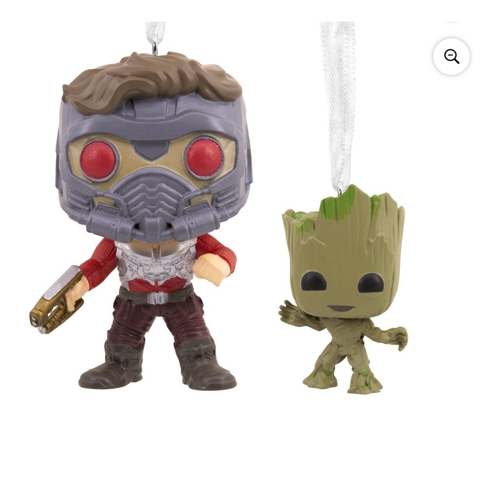 Starlord and Groot Guardians of the Galaxy Marvel Christmas Ornaments Funko POP!